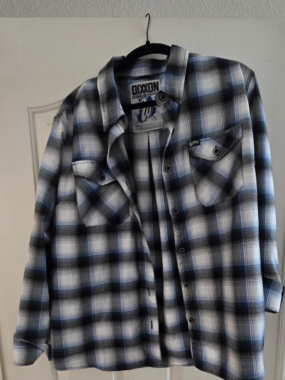 DIXXON West Coast Customs Blue, Black & White Plaid Snap-Front Shirt